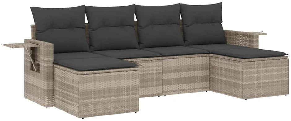 Sofa Sofos komplektas su pagalvėlėmis, 6 dalių, pilkas, poliratanas
