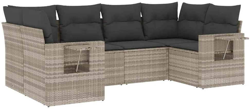Sofa Sofos komplektas su pagalvėlėmis, 6 dalių, pilkas, poliratanas