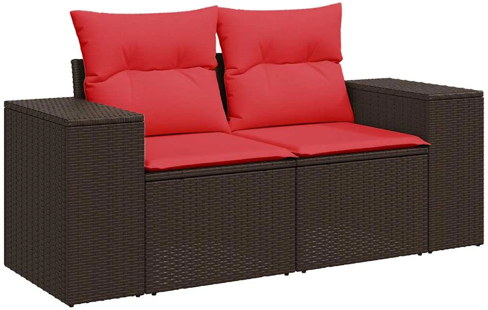 Lauko baldų komplektas Sofos komplektas su pagalvėlėmis, 6 dalių, rudas, poliratanas