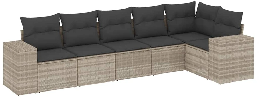Sofa Sofos komplektas su pagalvėlėmis, 6 dalių, pilkas, poliratanas