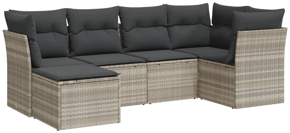 Sofa Sofos komplektas su pagalvėlėmis, 6 dalių, pilkas, poliratanas
