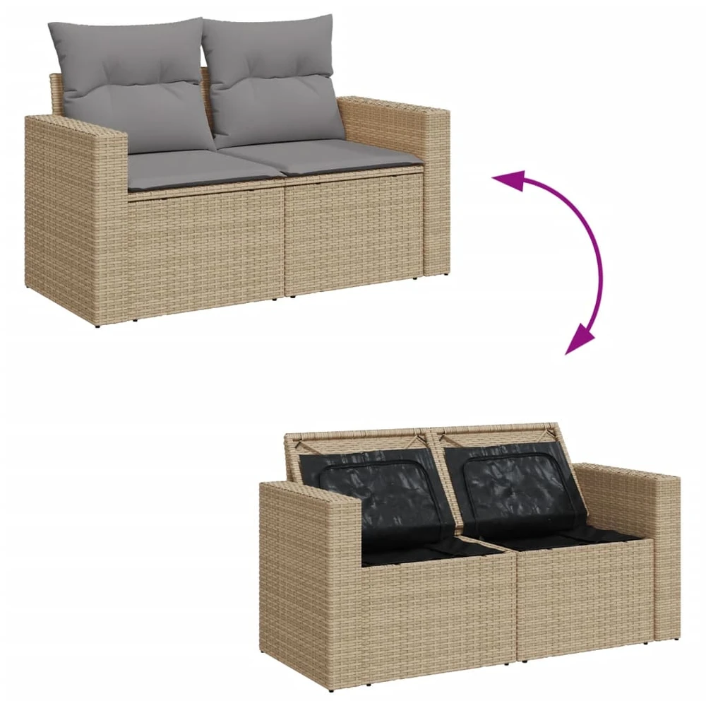 Sofa Sofos komplektas su pagalvėlėmis, 6 dalių, smėlio, poliratanas