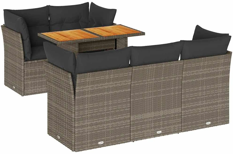 Sofa Sofos komplektas su pagalvėlėmis, 6 dalių, pilkas, poliratanas