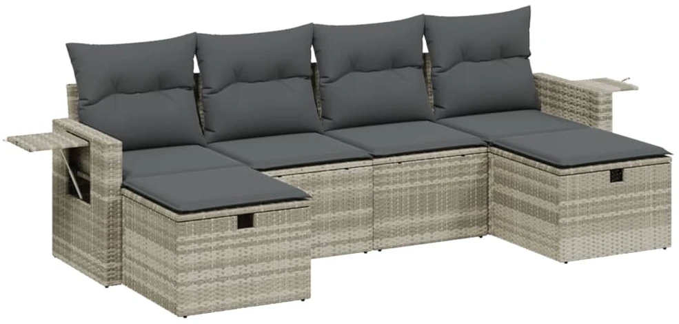 Sofa Sofos komplektas su pagalvėlėmis, 6 dalių, pilkas, poliratanas