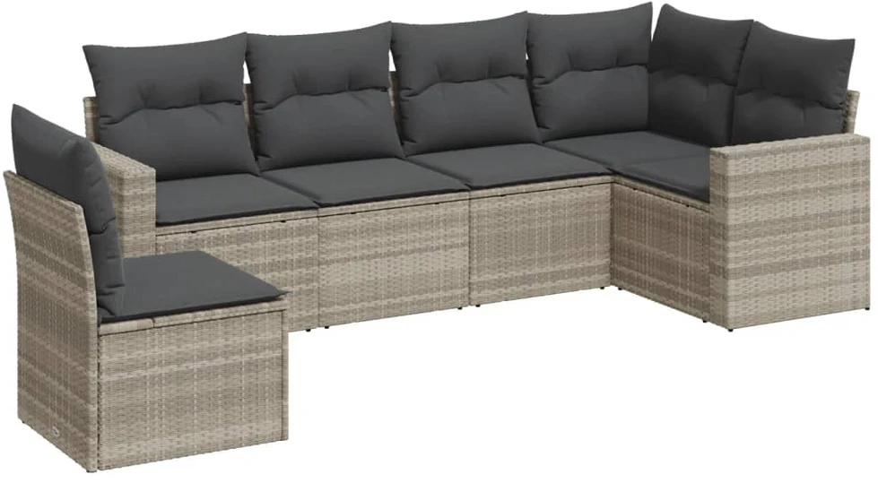 Sofa Sofos komplektas su pagalvėlėmis, 6 dalių, pilkas, poliratanas