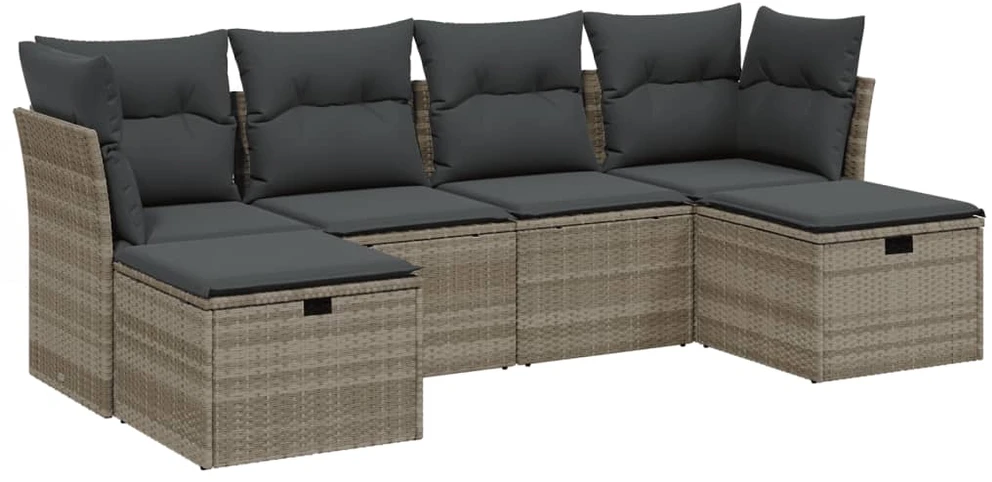 Sofa Sofos komplektas su pagalvėlėmis, 6 dalių, pilkas, poliratanas