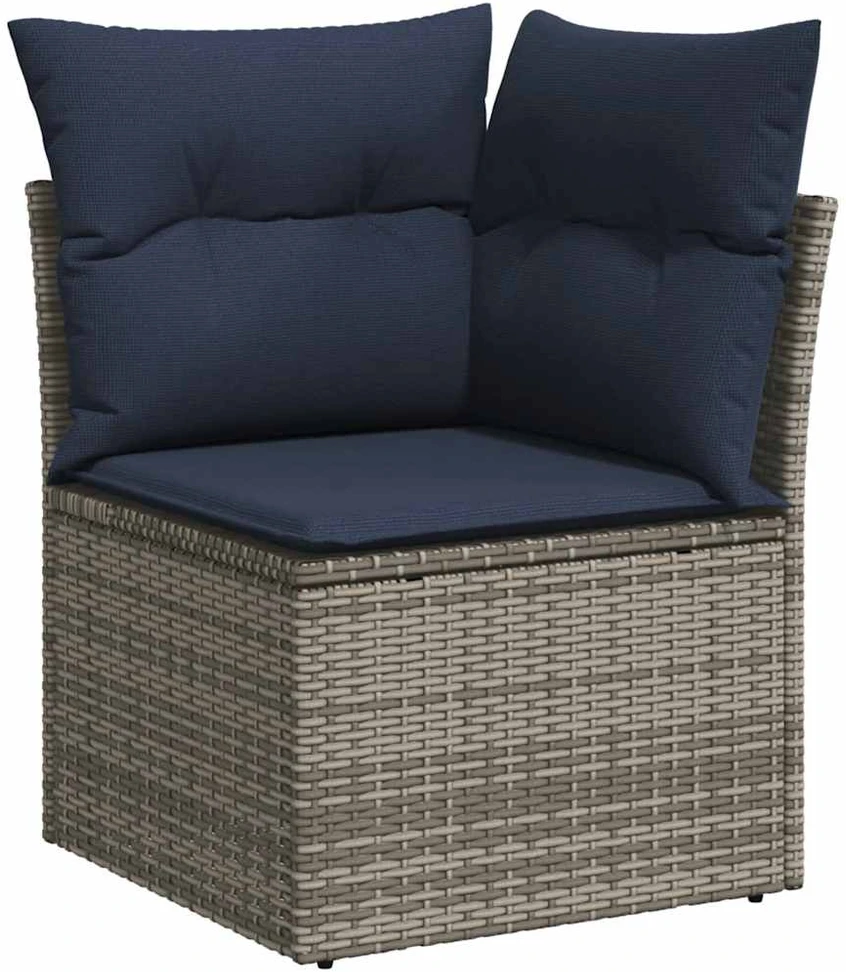 Lauko baldų komplektas Sofos komplektas su pagalvėlėmis, 6 dalių, pilkas, poliratanas