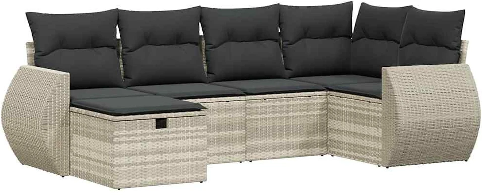 Sofa Sofos komplektas su pagalvėlėmis, 6 dalių, pilkas, poliratanas