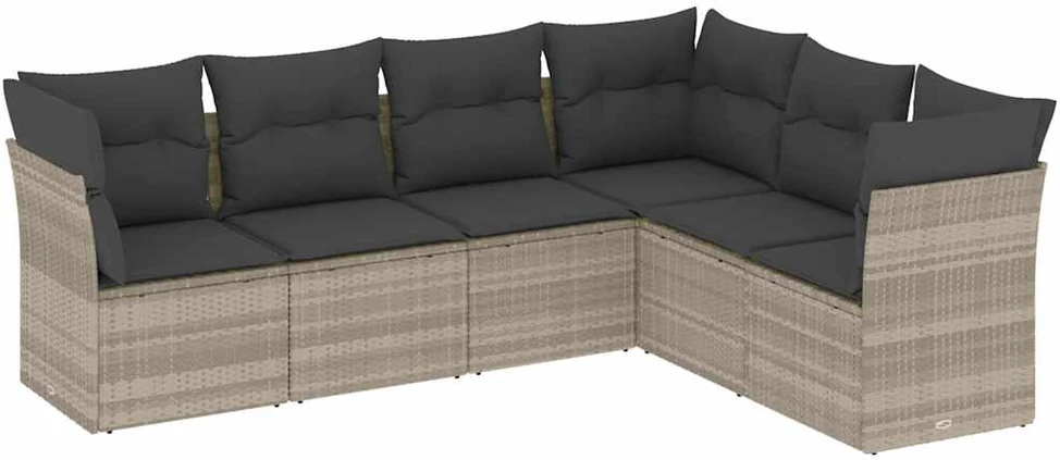 Sofa Sofos komplektas su pagalvėlėmis, 6 dalių, pilkas, poliratanas