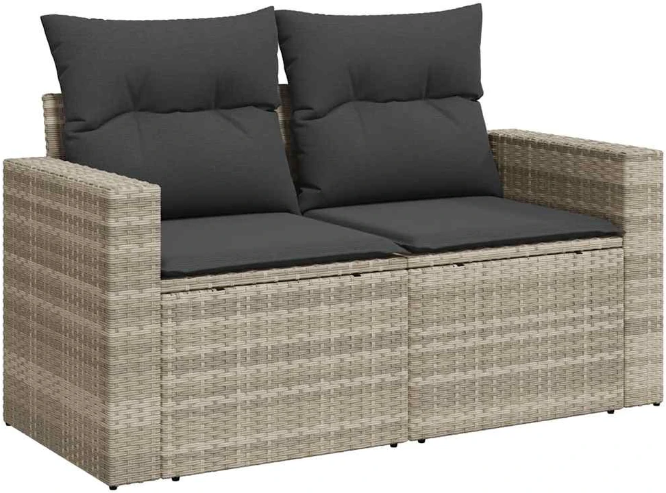 Lauko baldų komplektas Sofos komplektas su pagalvėlėmis, 6 dalių, pilkas, poliratanas
