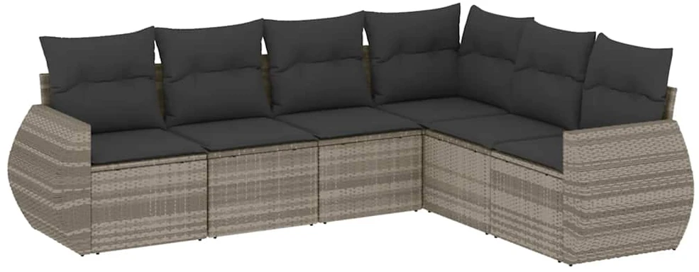 Sofa Sofos komplektas su pagalvėlėmis, 6 dalių, pilkas, poliratanas