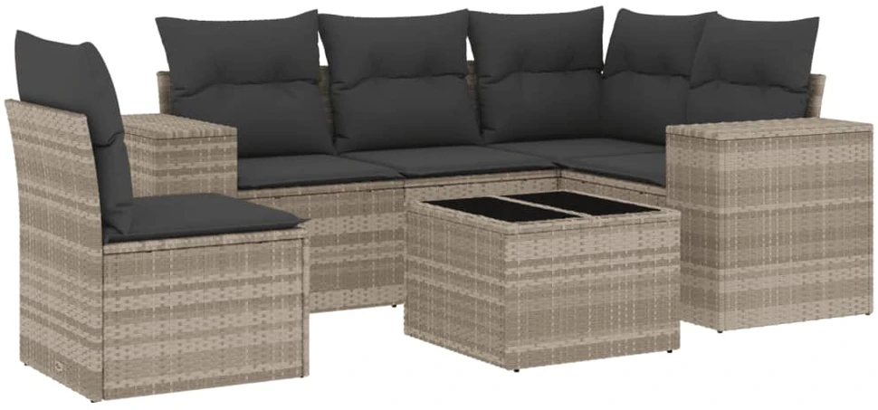 Sofa Sofos komplektas su pagalvėlėmis, 6 dalių, pilkas, poliratanas