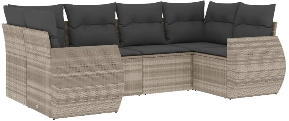 Sofa Sofos komplektas su pagalvėlėmis, 6 dalių, pilkas, poliratanas