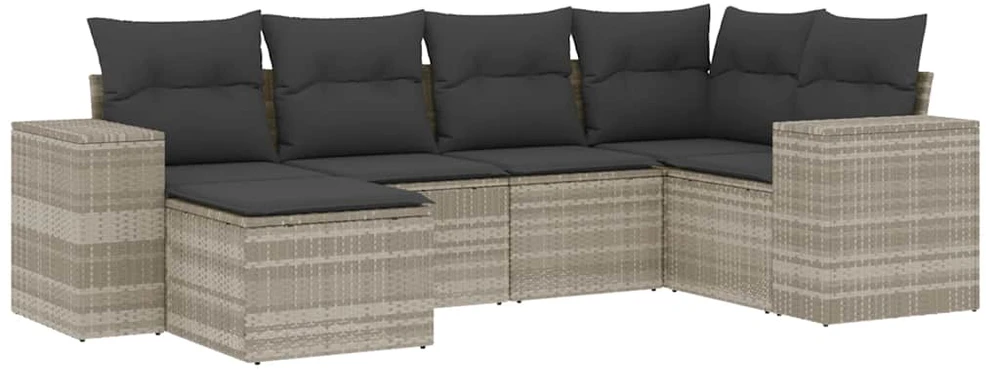 Sofa Sofos komplektas su pagalvėlėmis, 6 dalių, pilkas, poliratanas