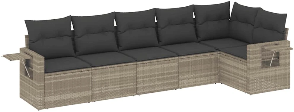 Sofa Sofos komplektas su pagalvėlėmis, 6 dalių, pilkas, poliratanas