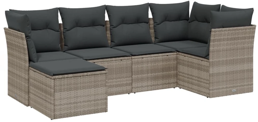 Sofa Sofos komplektas su pagalvėlėmis, 6 dalių, pilkas, poliratanas