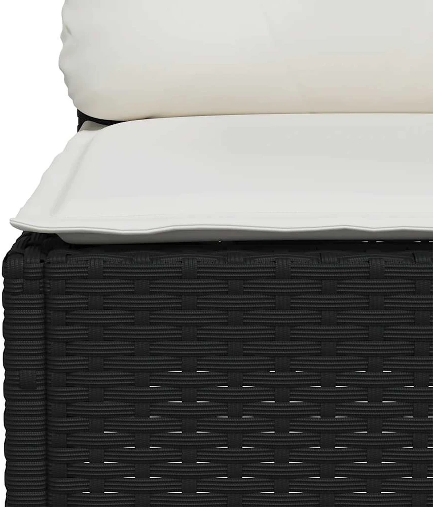 Lauko baldų komplektas Sofos komplektas su pagalvėlėmis, 6 dalių, juodas, poliratanas