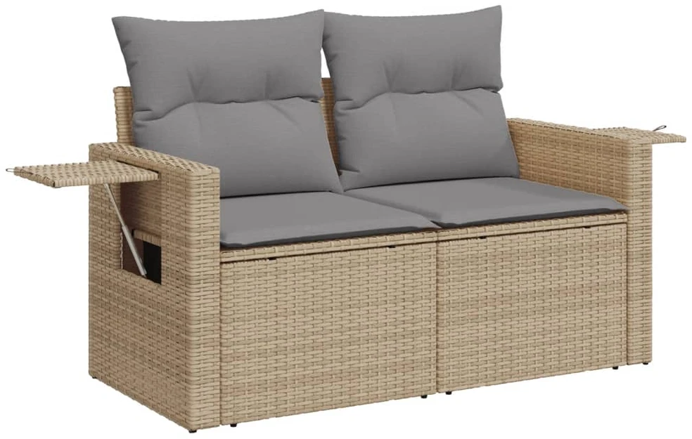 Sofa Sofos komplektas su pagalvėlėmis, 7 dalių, smėlio, poliratanas