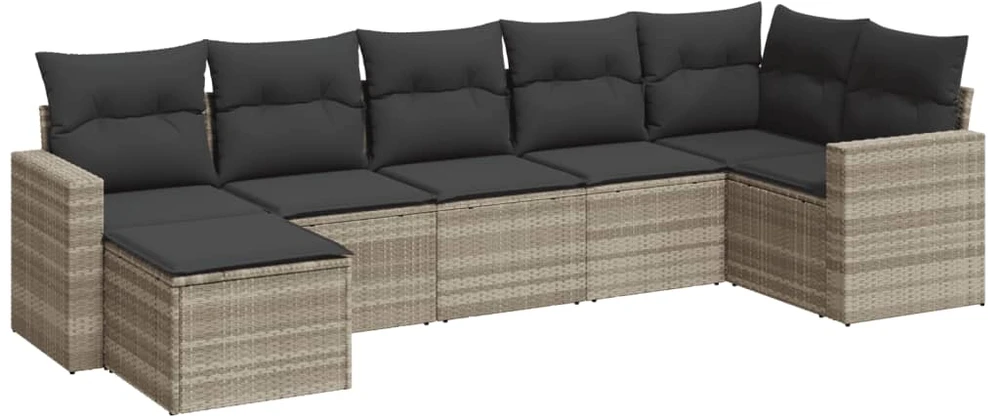 Sofa Sofos komplektas su pagalvėlėmis, 7 dalių, pilkas, poliratanas