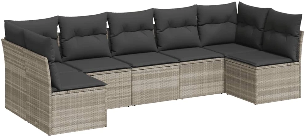 Sofa Sofos komplektas su pagalvėlėmis, 7 dalių, pilkas, poliratanas