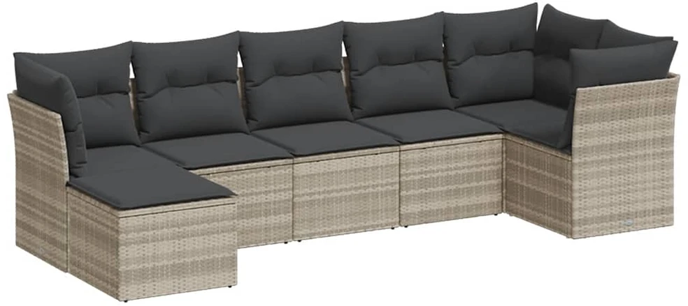 Sofa Sofos komplektas su pagalvėlėmis, 7 dalių, pilkas, poliratanas