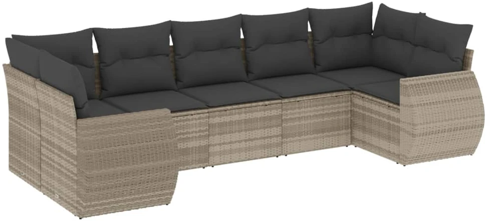 Sofa Sofos komplektas su pagalvėlėmis, 7 dalių, pilkas, poliratanas