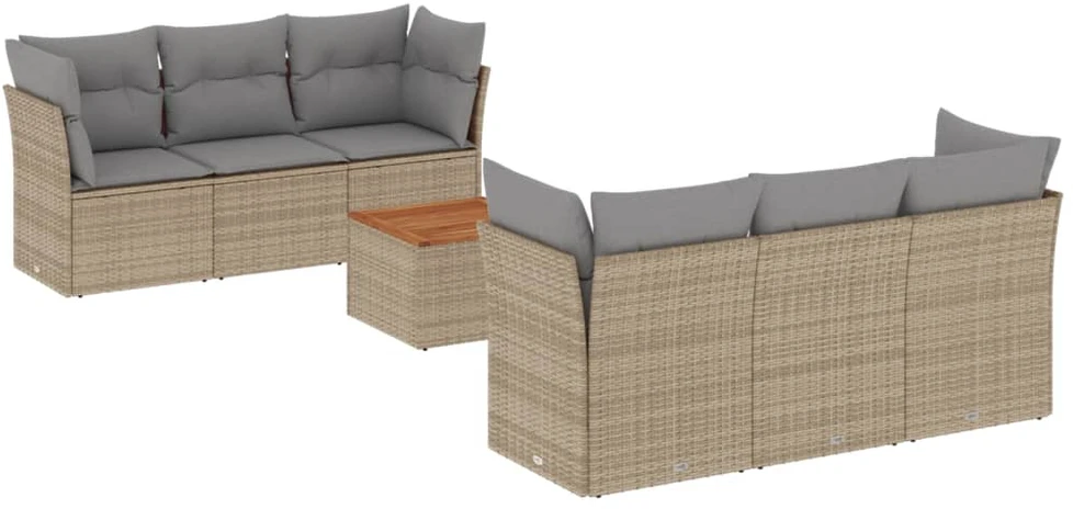 Sofa Sofos komplektas su pagalvėlėmis, 7 dalių, smėlio, poliratanas