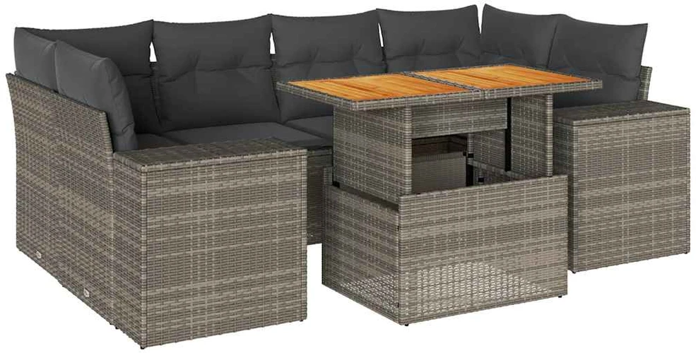 Sofa Sofos komplektas su pagalvėlėmis, 7 dalių, pilkas, poliratanas