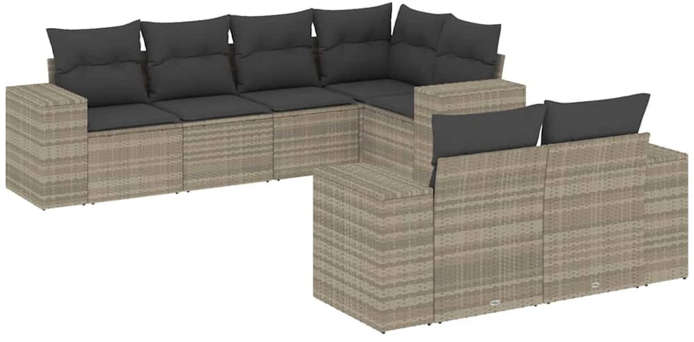 Sofa Sofos komplektas su pagalvėlėmis, 7 dalių, pilkas, poliratanas