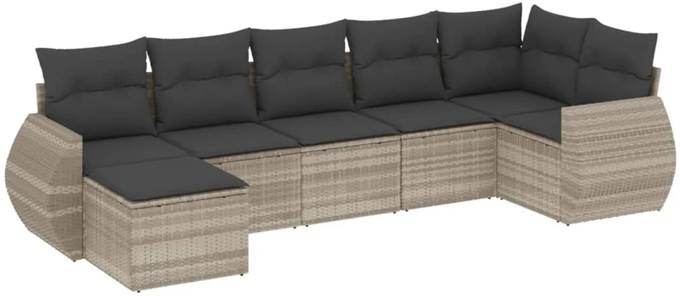 Sofa Sofos komplektas su pagalvėlėmis, 7 dalių, pilkas, poliratanas