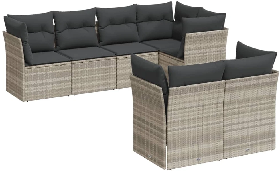 Sofa Sofos komplektas su pagalvėlėmis, 7 dalių, pilkas, poliratanas