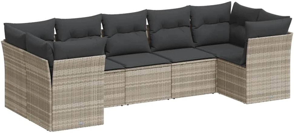 Sofa Sofos komplektas su pagalvėlėmis, 7 dalių, pilkas, poliratanas