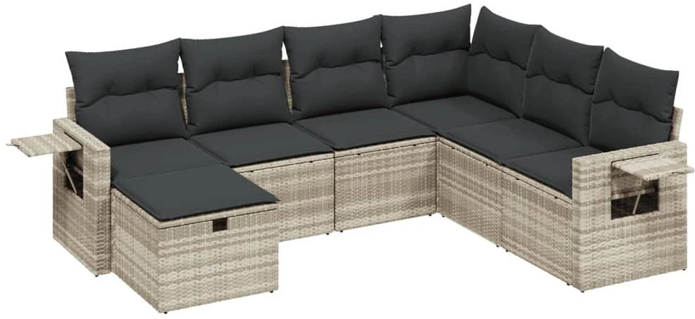 Sofa Sofos komplektas su pagalvėlėmis, 7 dalių, pilkas, poliratanas