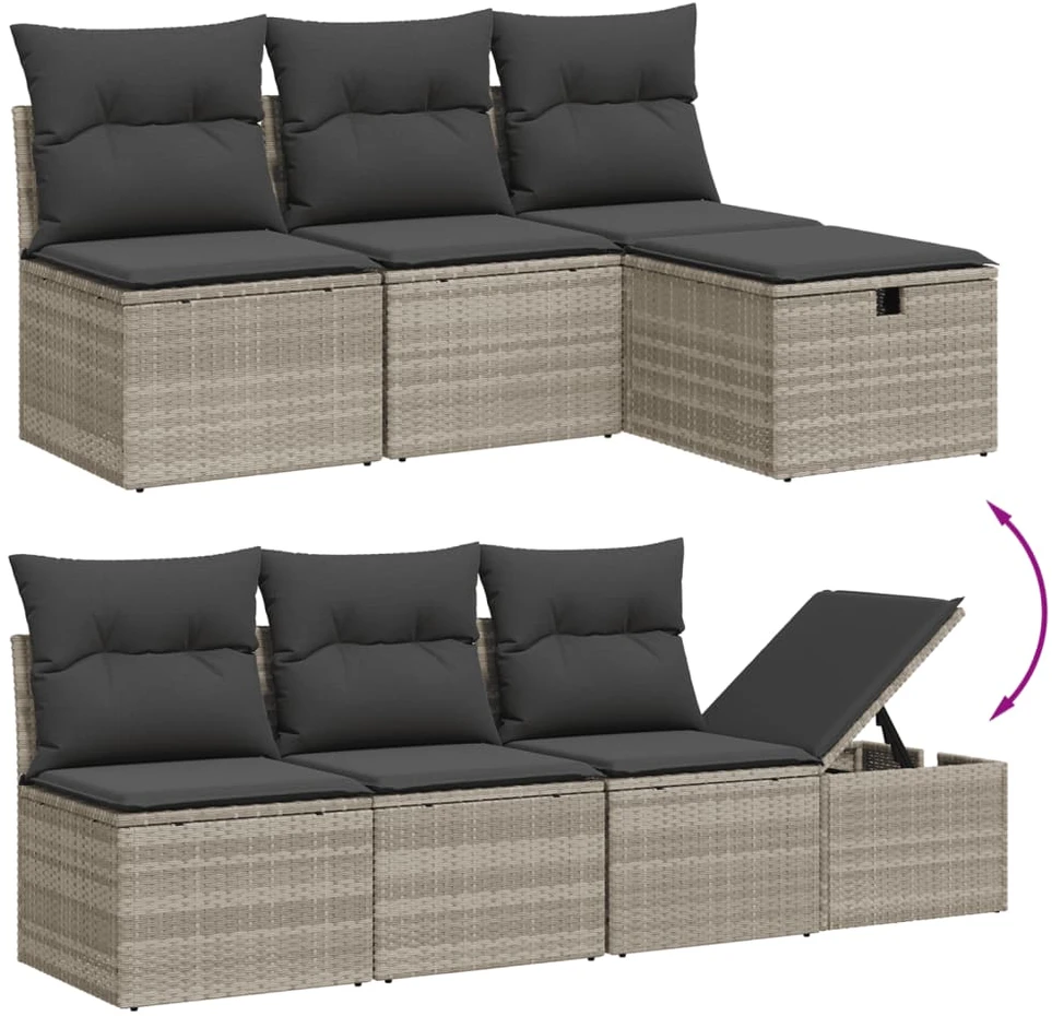 Sofa Sofos komplektas su pagalvėlėmis, 7 dalių, pilkas, poliratanas