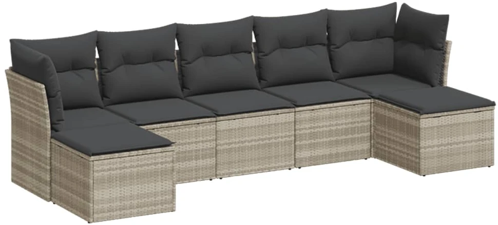 Sofa Sofos komplektas su pagalvėlėmis, 7 dalių, pilkas, poliratanas