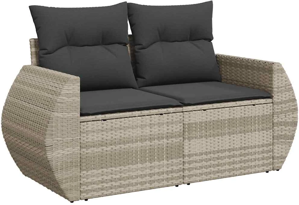 Sofa Sofos komplektas su pagalvėlėmis, 7 dalių, pilkas, poliratanas