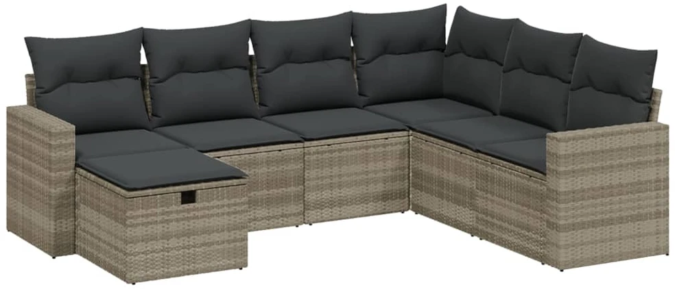 Sofa Sofos komplektas su pagalvėlėmis, 7 dalių, pilkas, poliratanas