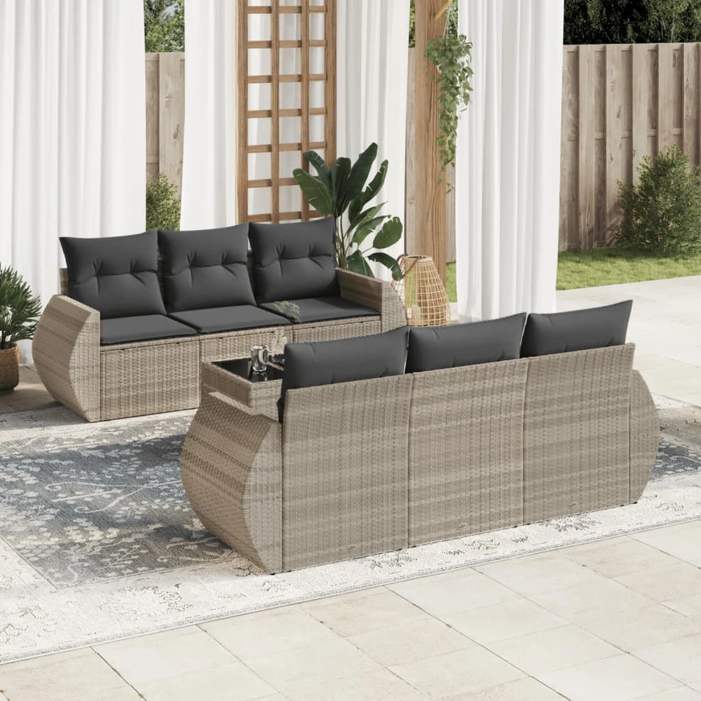 Sofa Sofos komplektas su pagalvėlėmis, 7 dalių, pilkas, poliratanas