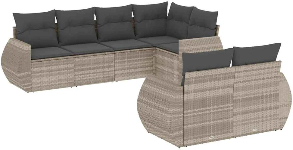 Sofa Sofos komplektas su pagalvėlėmis, 7 dalių, pilkas, poliratanas