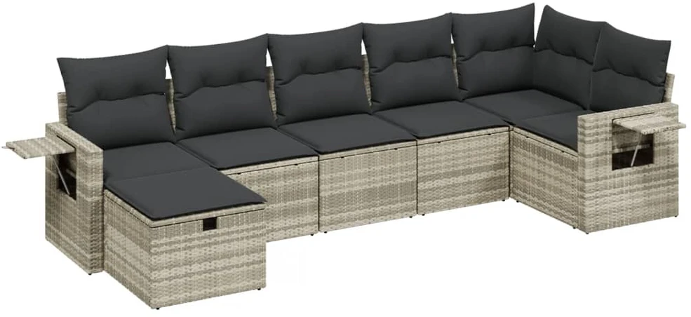 Sofa Sofos komplektas su pagalvėlėmis, 7 dalių, pilkas, poliratanas