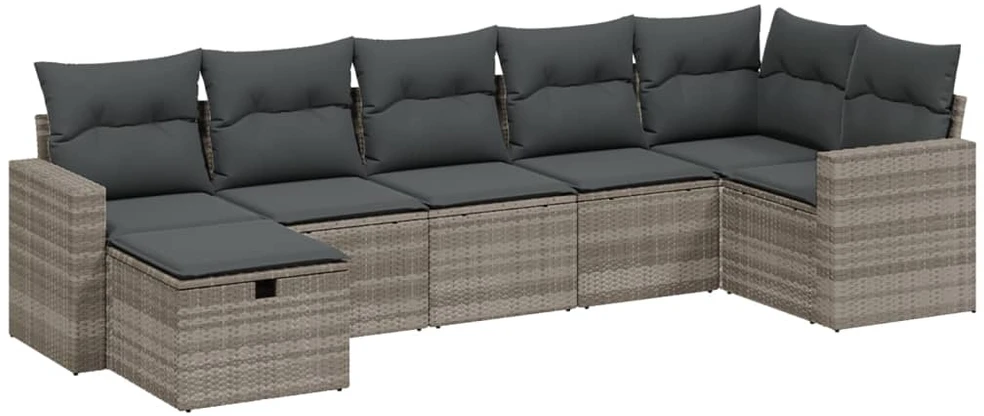 Sofa Sofos komplektas su pagalvėlėmis, 7 dalių, pilkas, poliratanas