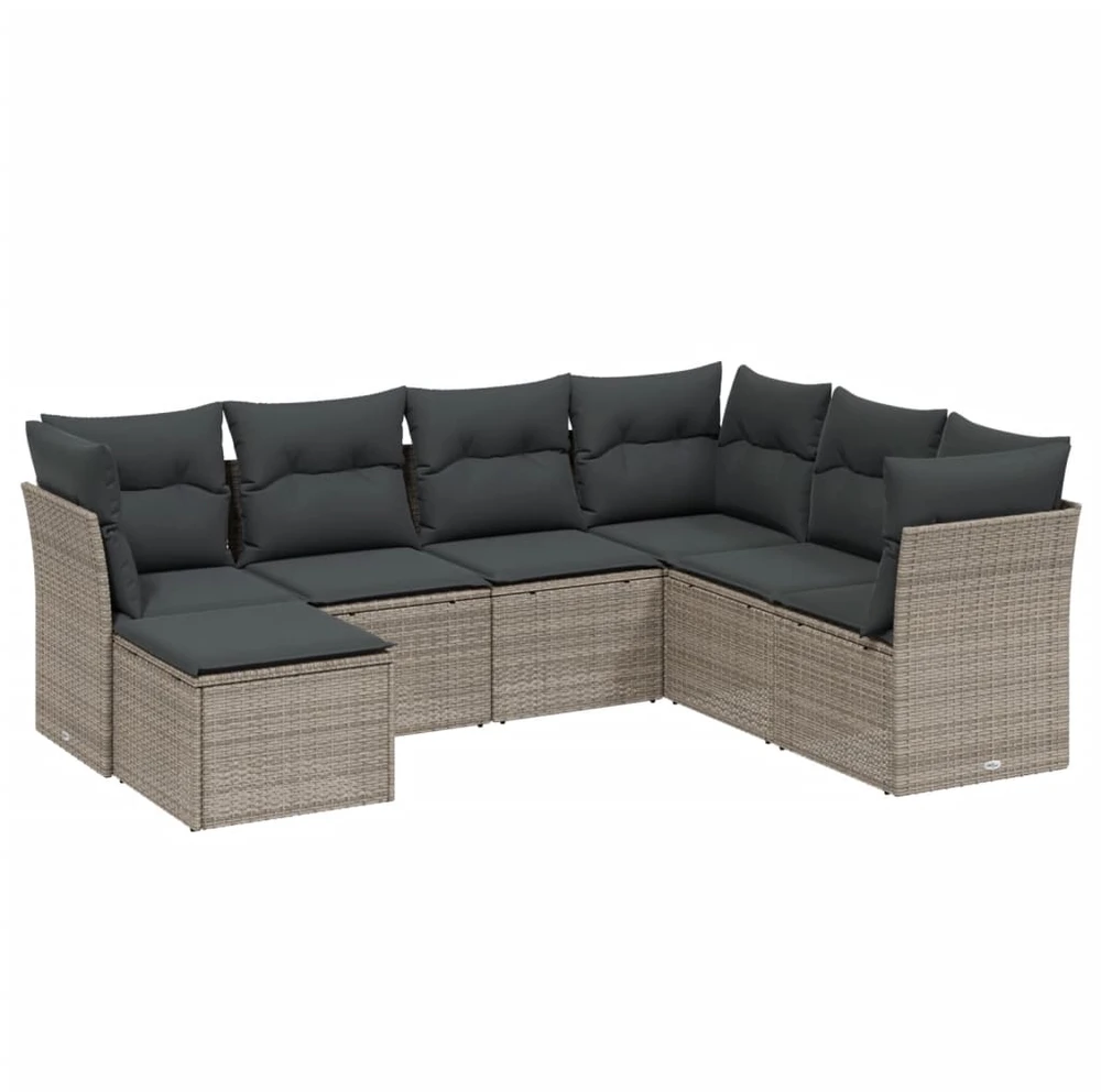 Sofa Sofos komplektas su pagalvėlėmis, 7 dalių, pilkas, poliratanas