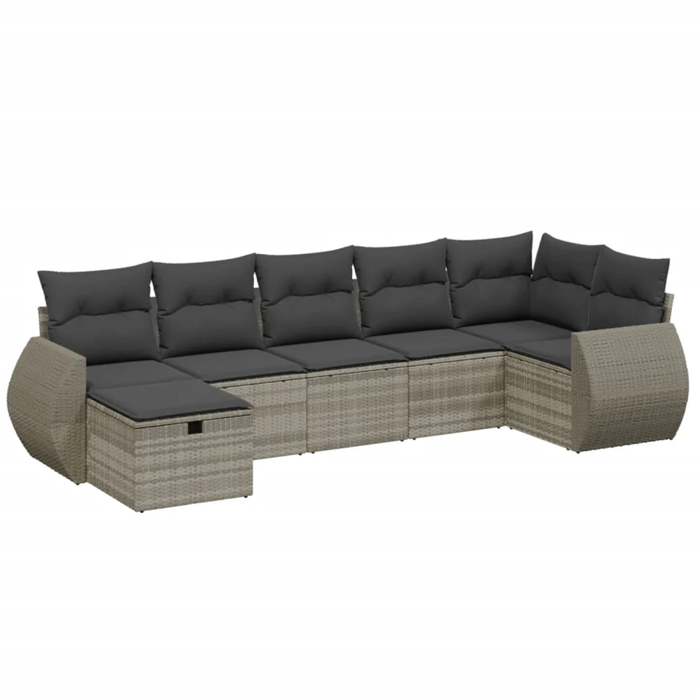 Sofa Sofos komplektas su pagalvėlėmis, 7 dalių, pilkas, poliratanas