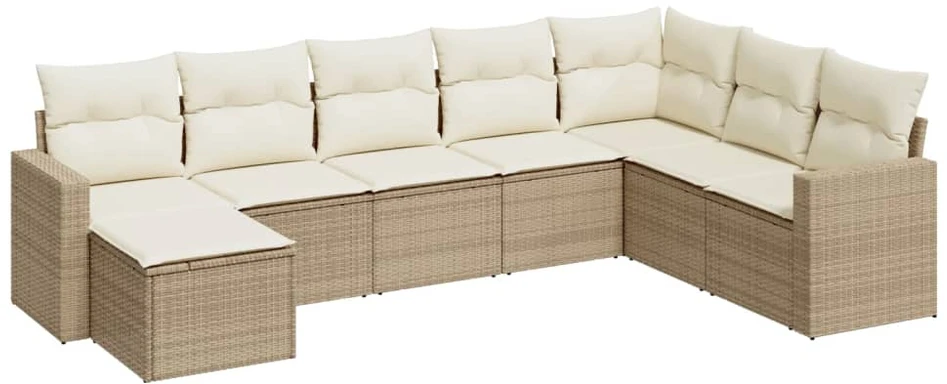 Sofa Sofos komplektas su pagalvėlėmis, 8 dalių, smėlio, poliratanas