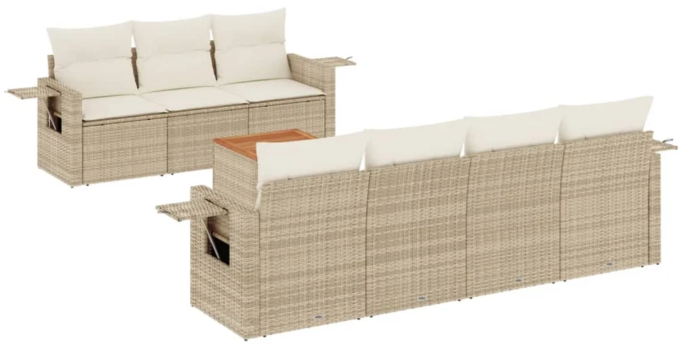 Sofa Sofos komplektas su pagalvėlėmis, 8 dalių, smėlio, poliratanas