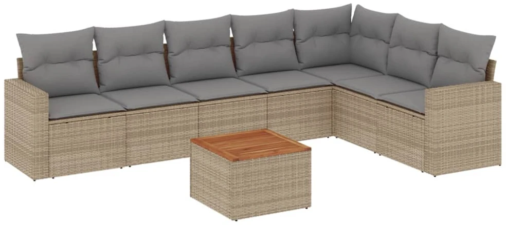 Sofa Sofos komplektas su pagalvėlėmis, 8 dalių, smėlio, poliratanas
