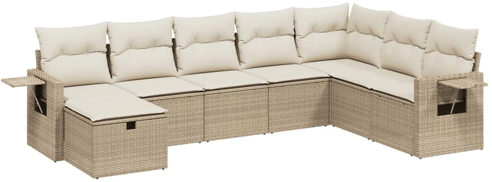 Sofa Sofos komplektas su pagalvėlėmis, 8 dalių, smėlio, poliratanas