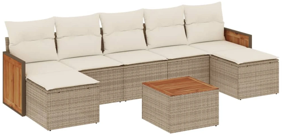 Sofa Sofos komplektas su pagalvėlėmis, 8 dalių, smėlio, poliratanas