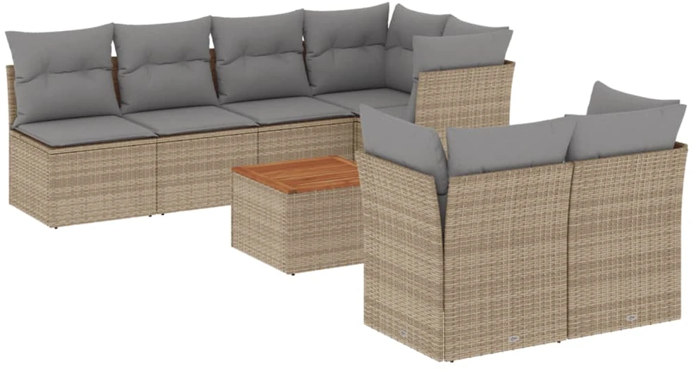 Sofa Sofos komplektas su pagalvėlėmis, 8 dalių, smėlio, poliratanas