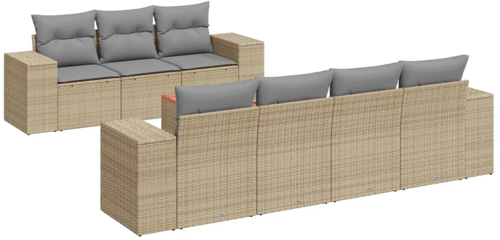 Sofa Sofos komplektas su pagalvėlėmis, 8 dalių, smėlio, poliratanas